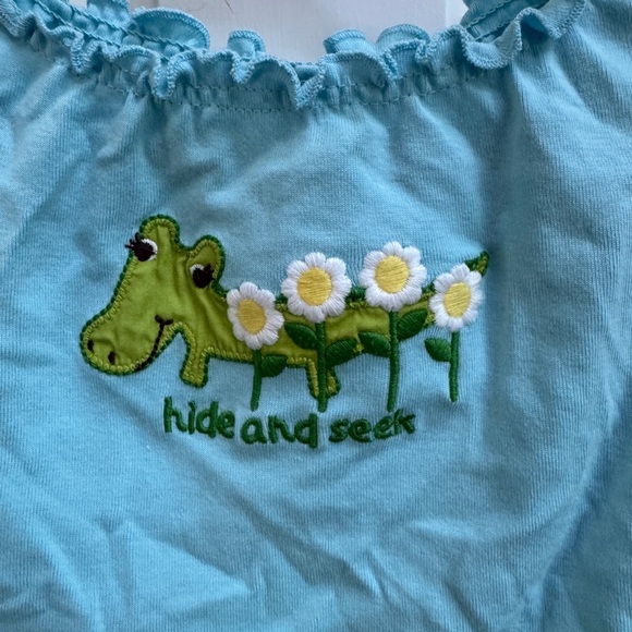 NWOT Gymboree 12-18M Blue & Green Alligator Hide & Seek Short Sleeve Blouse Top - Picture 2 of 5